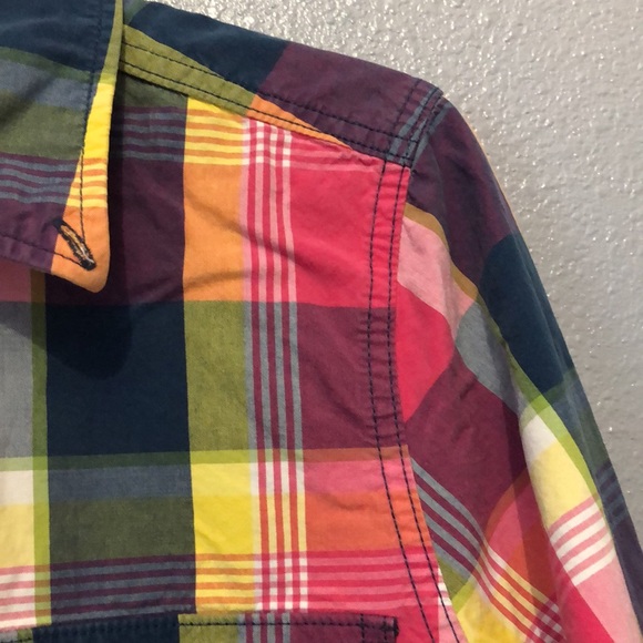 Hollister shirt Men's Large L 100% Cotton plaid long sleeve pink blue green EUC - Picture 7 of 13